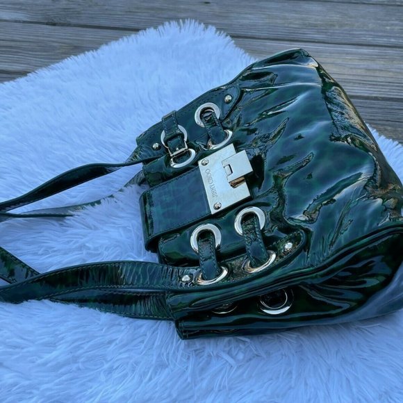 Jimmy Choo Roquette Bag Leopard Print Patent Leather Shoulder Bag Made in Italy - Picture 5 of 13